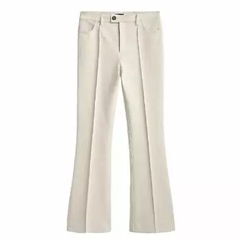 Брюки Massimo Dutti Topstitching, бежевый