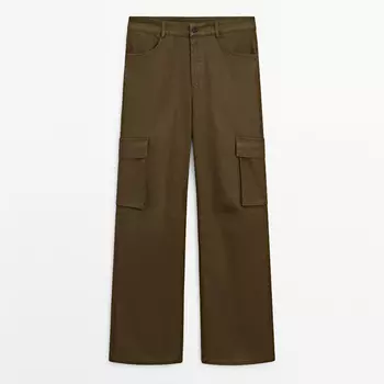 Брюки Massimo Dutti Waxed Cargo, оливковый