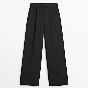 Брюки Massimo Dutti Wide Leg Pants with Pinstripes, черный