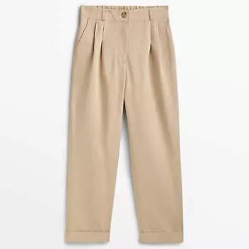 Брюки Massimo Dutti With Elastic Waistband, светло-бежевый