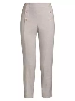 Брюки матроски прямого кроя из смесового льна Donna Karan New York