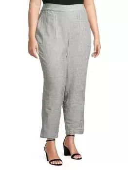 Брюки Max Studio плюс полосатые с высокой талией, черный/белый