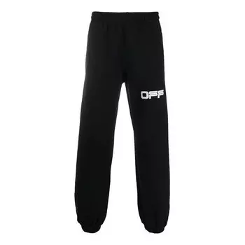 Брюки men's logo pattern printing bundle feet sports pants/trousers/joggers black Off-White, черный