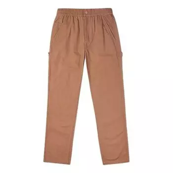 Брюки men's logo solid color straight casual elastic waistband long pants/trousers brown Converse, коричневый