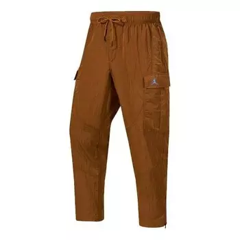 Брюки men's solid color splicing woven long pants/trousers brown Air Jordan, коричневый