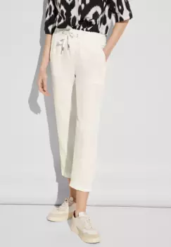 Брюки-мешки STREET ONE с волнистым поясом, кремовый