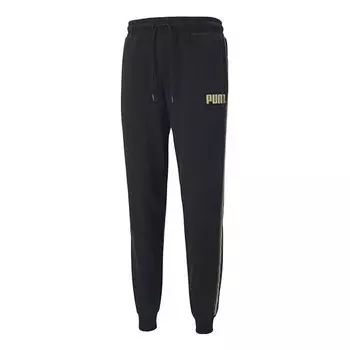 Брюки metallic nights tape logo printed knitting sports trouser men black Puma, черный