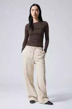 Брюки миа из смеси льна Weekday, экрю