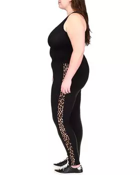 Брюки Michael Kors Plus Size Cheetah Stripe Leggings, черный