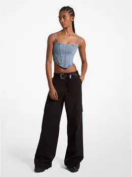 Брюки Michael Kors Stretch Organic Cotton Wide-Leg Cargo, черный