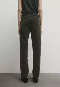 Брюки Micro With Stitching Detail Massimo Dutti, цвет dark green