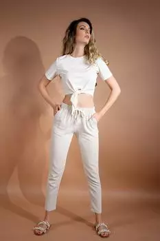 Брюки Milani в полоску с завышенной талией Resense, бежевый