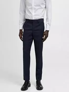 Брюки миланского кроя slim fit Mango, темно-синий