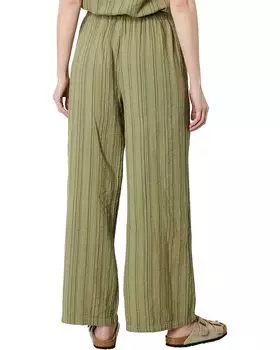 Брюки Mod-o-doc Tonal Stripe Gauze Relaxed Wide-Leg Pants, цвет Forest Fern