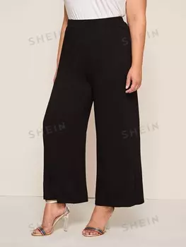 Брюки Modely больших размеров, расклешенные штанины, однотонные Shein, черный