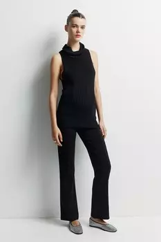 Брюки Mom с зажатыми складками H&M, черный
