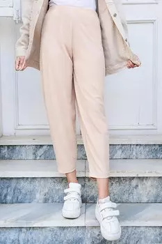 Брюки-морковки с эластичной резинкой на талии, бежевые Locco