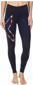 Брюки Motion Mid-Rise Compression Tights 2XU, цвет Navy/Stars 'N Stripes