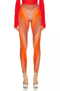 Брюки Mugler Illusion Legging, цвет Dark Blush, Light Blush, & Neon Orange