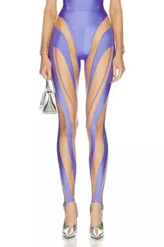 Брюки Mugler Spiral Illusion Legging, цвет Lilac & Nude 01