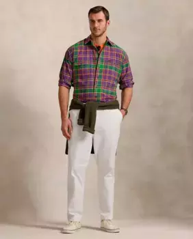 Брюки мужские чинос с регулируемой талией Regular fit большие размеры Polo Ralph Lauren, белый