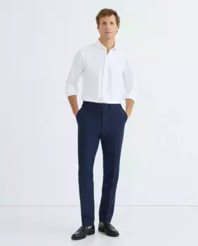 Брюки мужские классические regular fit из шерсти гладкие синие Mirto, темно-синий