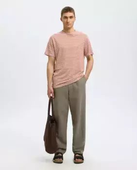 Брюки мужские льняные свободного кроя loose fit Selected, серый