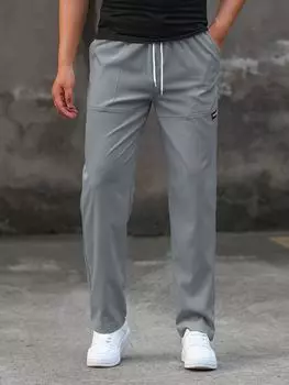 Брюки мужские прямые Manfinity Homme с буквенными нашивками, серый