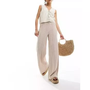 Брюки NA-KD Crochet, бежевый