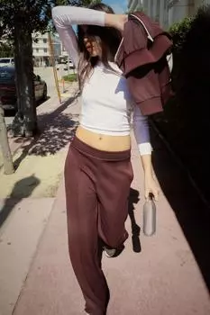 Брюки на молнии ZARA, бордовый