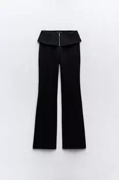 Брюки на молнии ZARA, черный