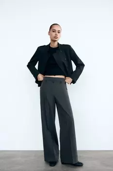 Брюки на пуговицах ZARA, антрацитовый серый