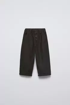 Брюки на пуговицах ZARA, темный хаки