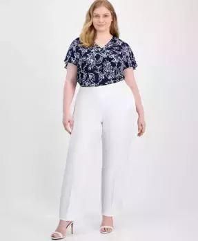 Брюки на резинке больших размеров AK Anne Klein, белый