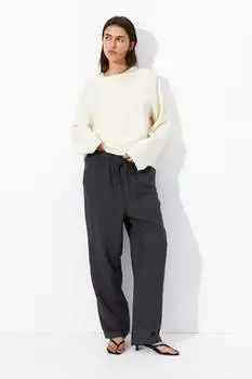 Брюки на завязках из льняной смеси H&M, серый