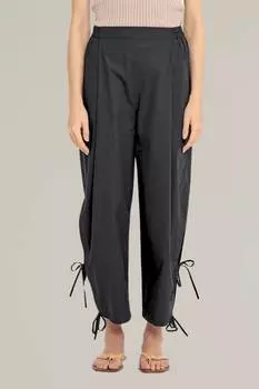 Брюки-накидки с двойной завязкой по бокам черного цвета GRADE & GATHER