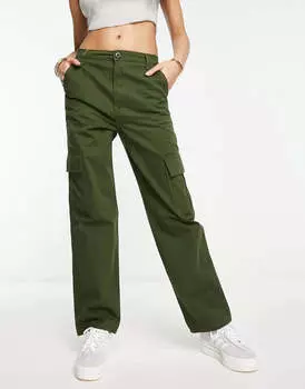 Брюки New Look Slim Cargo, зеленый