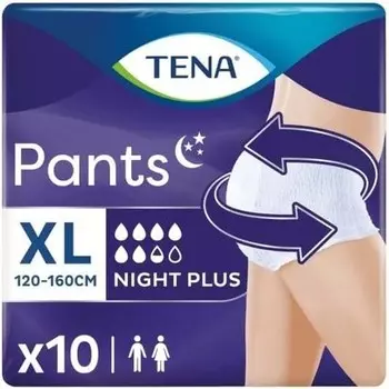 Брюки Night Plus XL Extra Large, комфорт на ночь и максимальная защита, упаковка 10 шт. Tena