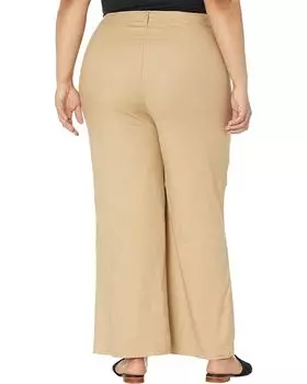 Брюки Nydj Plus Size High-Waisted Wide Leg Ankle Stretch Linen Twill Pants, цвет Warm Sand