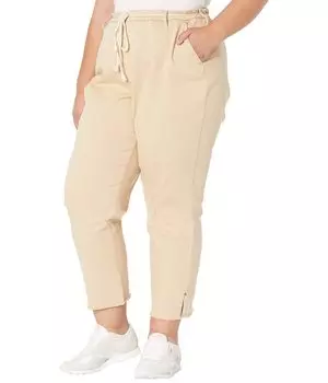 Брюки NYDJ Plus Size, Plus Size Relaxed Stretch Twill Trousers with Fray Hem in Warm Sand
