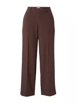 Брюки OBJECT Regular Pleated Pants OBJSigrid, темно-коричневый