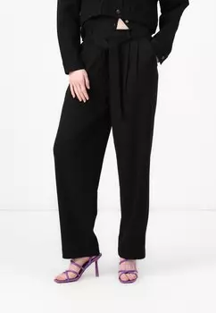 Брюки OBJLISA STRAIGHT TIE PANT Object, черный