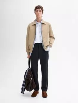 Брюки облегающего кроя из хлопкового твила Massimo Dutti, синий