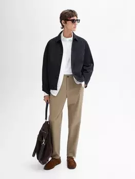 Брюки облегающего кроя из хлопкового твила Massimo Dutti, охра