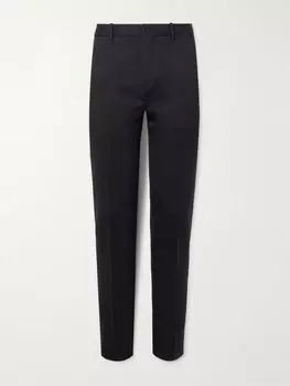 Брюки облегающего кроя из шерстяной смесовой фланели Tekno от Venezia 1951 INCOTEX, темно-синий