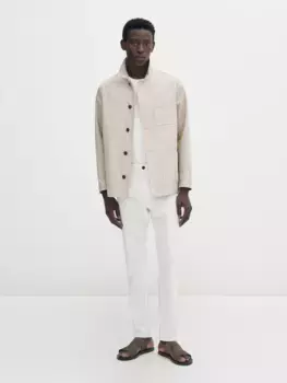 Брюки облегающего кроя из текстурированной джинсовой эффективности Massimo Dutti, белый
