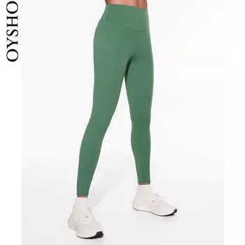Брюки обтягивающие Oysho с высокой талией, зеленый