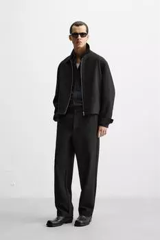 Брюки обычного покроя ZARA, черный