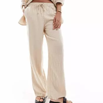 Брюки Only Cheesecloth Wide Leg Co-ord, бежевый
