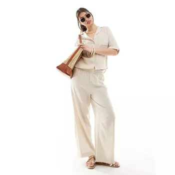 Брюки Only Linen Mix Wide Leg, бежевый
